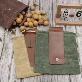 Outdoor Wet Wax Canvas Picking Bag Garden Waist Hanging Fruit Bag (Color: brown)