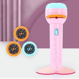 Cartoon Projection Flashlight 80 Patterns Creative Children Flashlight Toy Projector Baby Toys Bedtime Story Book (Color: pink)