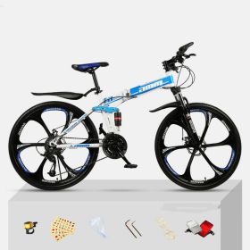 Dual Shock Absorbing Off-road Variable Speed Racing Male And Female Student Bikes (Option: White blue-2 Style-27speed)