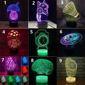 New 3D Colorful Touch Remote Control LED Desk Lamp (Option: 9 Style-Colorful black seat touch)