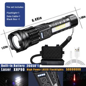 White Laser Waterproof Strong Light Flashlight (Option: Black 2600ma)